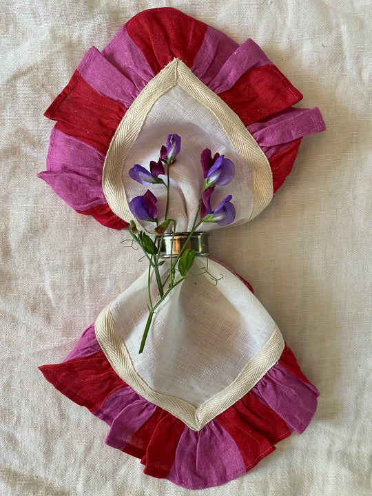 Cerise fuchsia striped napkin set of 2