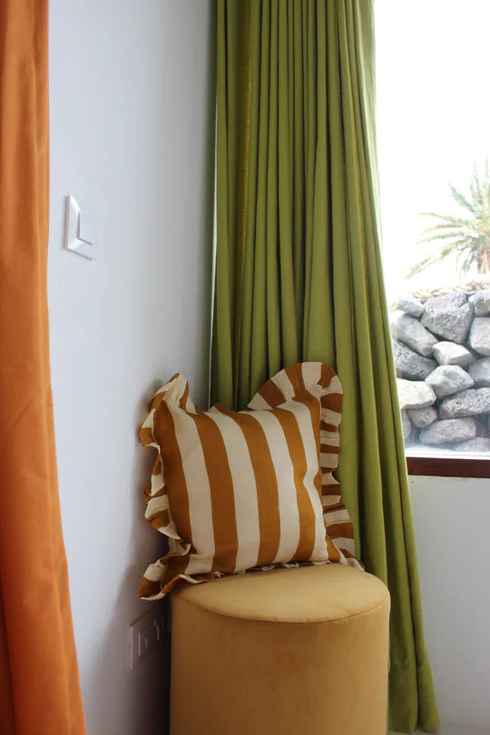 Ochre striped pillow