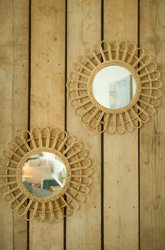 Naturel rattan mirror