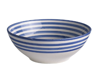 Blue and white striped bowl