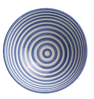 Blue and white striped bowl