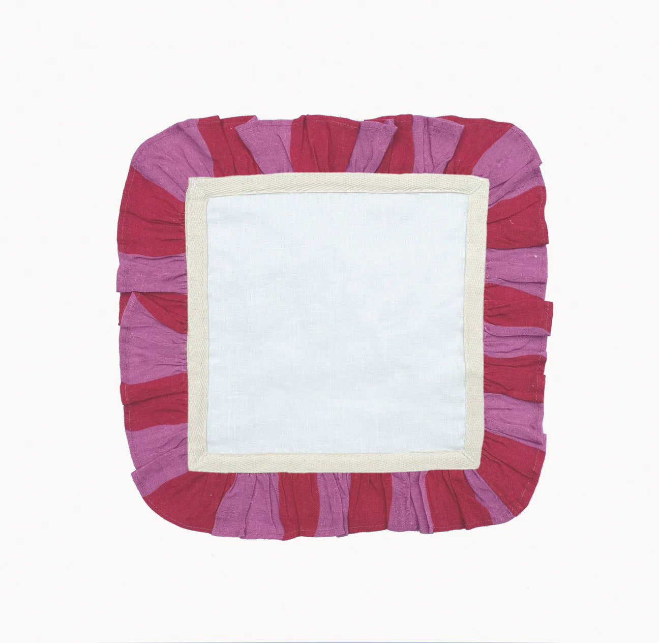 Cerise fuchsia striped napkin set of 2