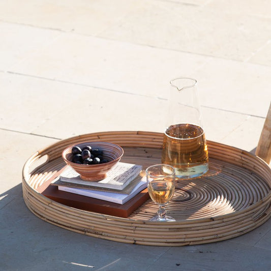 Oval rattan tray